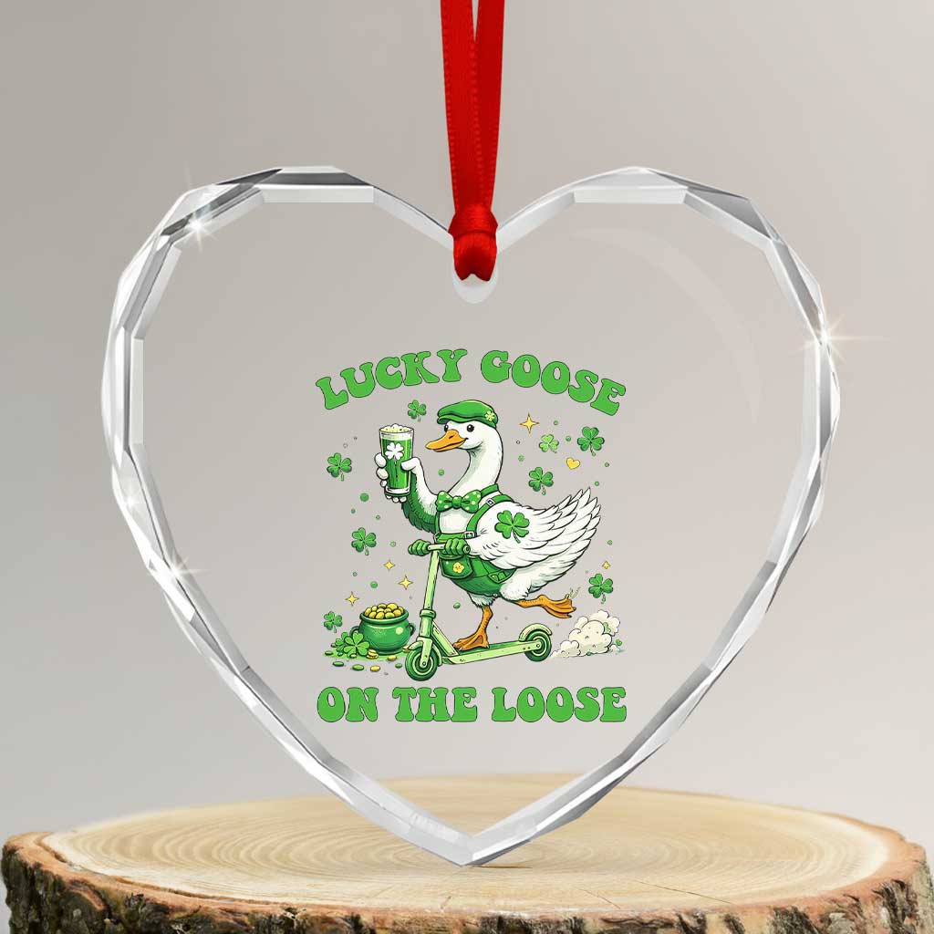 Funny Irish Goose Lover Heart Crystal Glass Ornament Lucky Goose On The Loose TS12 Transparent Glass 3'' Heart Print Your Wear