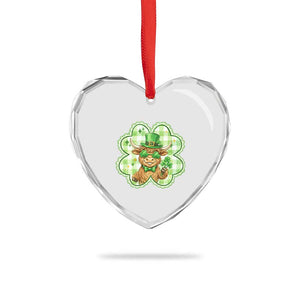 Funny Irish Highland Cow Shamrock Holiday Gift Heart Crystal Glass Ornament TS12 Print Your Wear