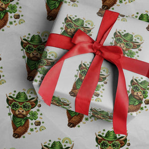 Funny Irish Highland Cow Wrapping Paper Roll St Patricks Day Gift TS12 White Print Your Wear
