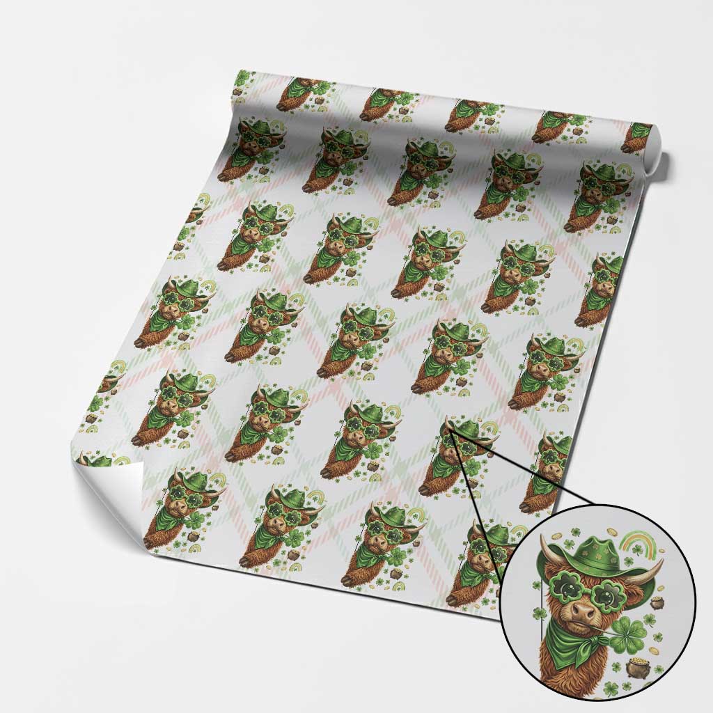 Funny Irish Highland Cow Wrapping Paper Roll St Patricks Day Gift TS12 Christmas Plaid Print Your Wear
