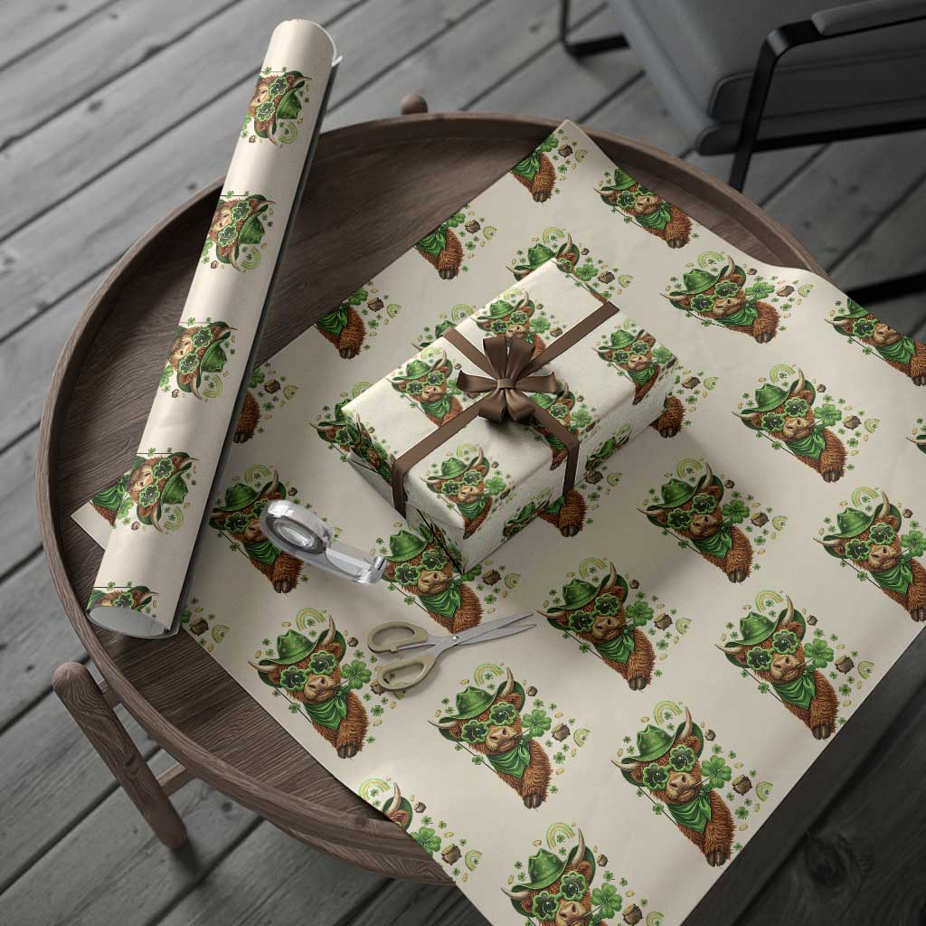 Funny Irish Highland Cow Wrapping Paper Roll St Patricks Day Gift TS12 Beige Print Your Wear