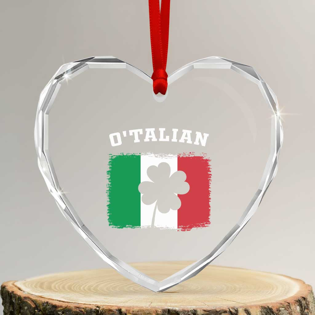 Funny Irish Italian St. Patrick's Day O'Talian Heart Crystal Glass Ornament TS11 Transparent Glass 3'' Heart Print Your Wear