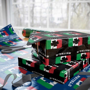 Funny Irish Italian St. Patrick's Day O'Talian Wrapping Paper Roll TS11 Black Print Your Wear