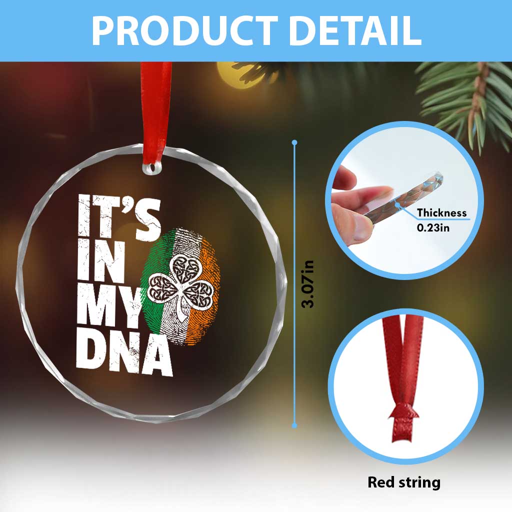 Funny Irish It's In My DNA Crystal Glass Ornament Ireland Fingerprint Flag TS11 Print Your Wear