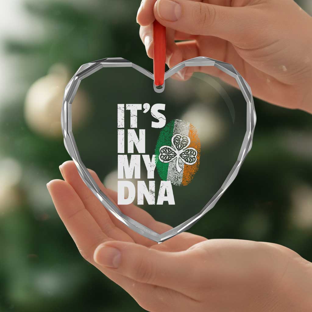 Funny Irish It's In My DNA Heart Crystal Glass Ornament Ireland Fingerprint Flag TS11 Print Your Wear