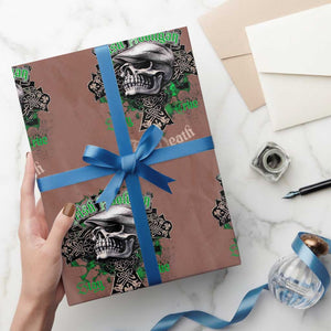Funny Irish Pride Wrapping Paper Roll Irish Hooligan Stay True Till Death Flat Cap Skull TS11 Mocha Print Your Wear