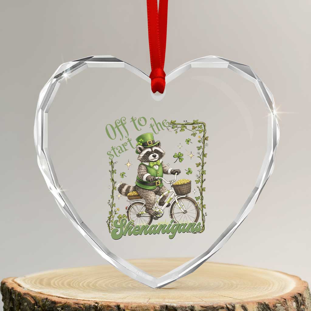 Funny Irish Raccoon Driver Heart Crystal Glass Ornament Off To Start The Shenanigans TS12 Transparent Glass 3'' Heart Print Your Wear