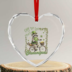 Funny Irish Raccoon Driver Heart Crystal Glass Ornament Off To Start The Shenanigans TS12 Transparent Glass 3'' Heart Print Your Wear