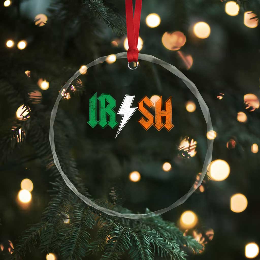 Funny Irish Rocker St Patricks Day Lightning Bolt Rock Music Lover Crystal Glass Ornament TS11 Print Your Wear