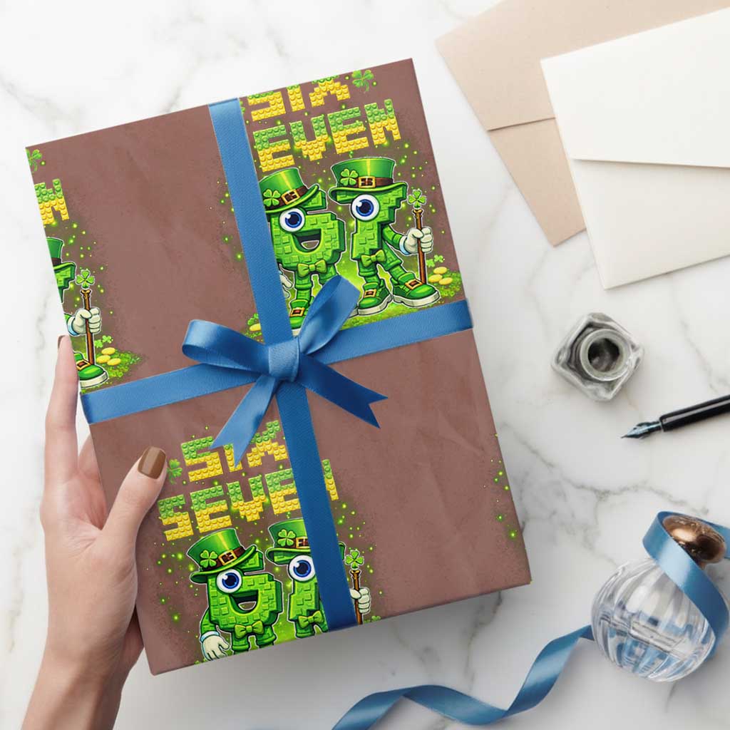 Funny Irish St Patricks Day 67 Wrapping Paper Roll Six Seven Brainrot Italian Gaming 6 7 Meme Gen Alpha Slang TS10 Mocha Print Your Wear