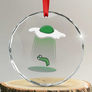 Funny Irish St Patricks Day Crystal Glass Ornament UFO Egg Bacon Abduction Funny TS10 Transparent Glass 3'' Circle Print Your Wear