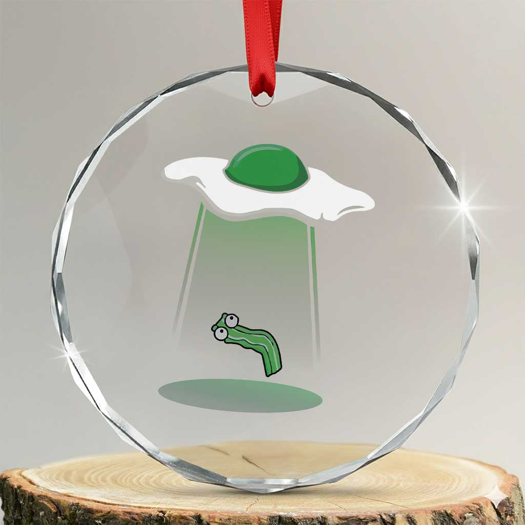 Funny Irish St Patricks Day Crystal Glass Ornament UFO Egg Bacon Abduction Funny TS10 Transparent Glass 3'' Circle Print Your Wear