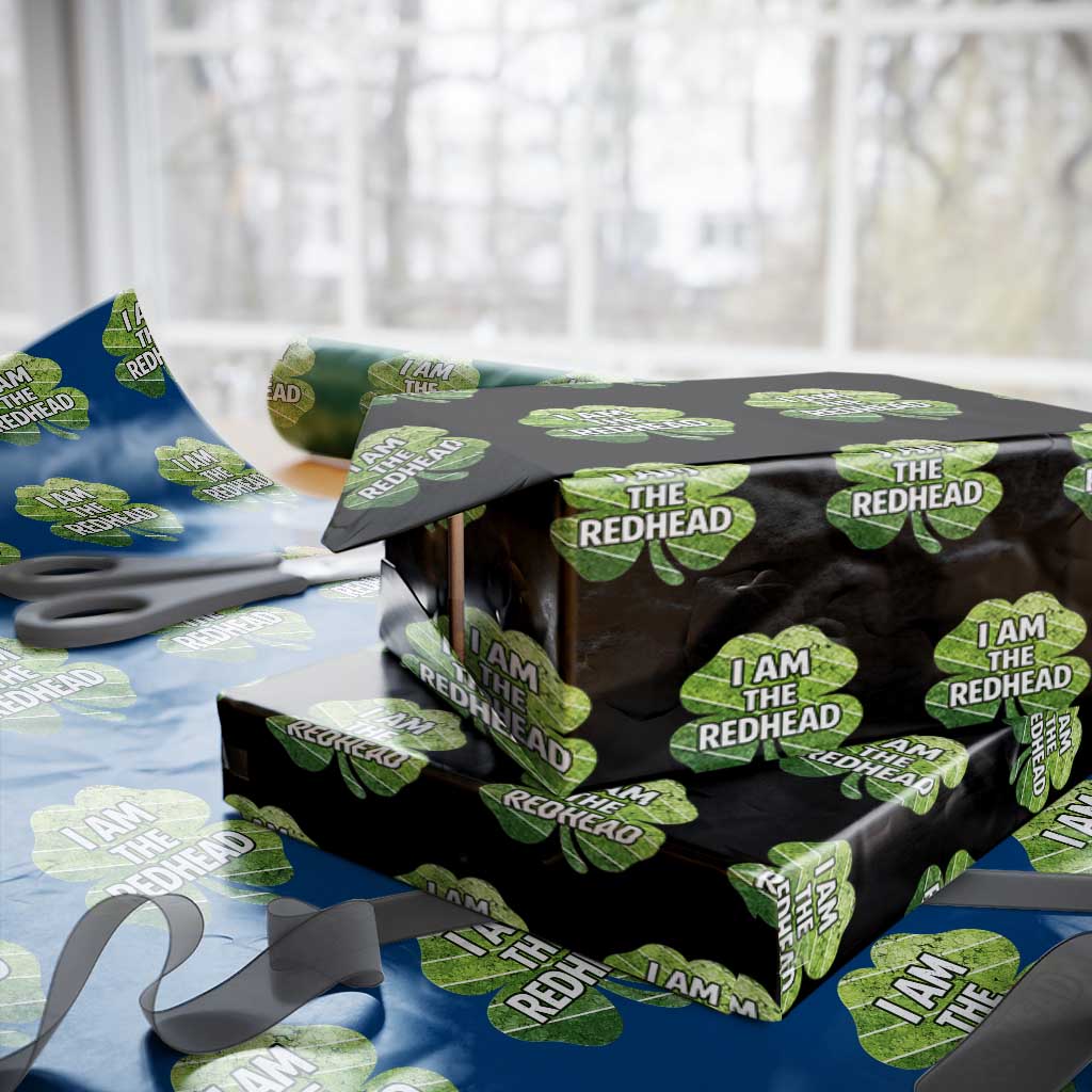 Funny Irish St Patricks Day Im The Redhead Wrapping Paper Roll Retro Vintage Lucky Shamrock TS10 Black Print Your Wear