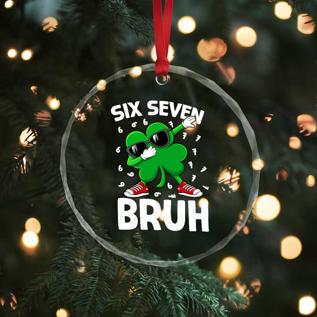 Funny Irish St Patricks Day Shamrock 67 Meme Crystal Glass Ornament Six Seven Bruh Gen Alpha Slang TS10 Print Your Wear