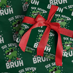 Funny Irish St Patricks Day Shamrock 67 Meme Wrapping Paper Roll Six Seven Bruh Gen Alpha Slang TS10 Green Print Your Wear