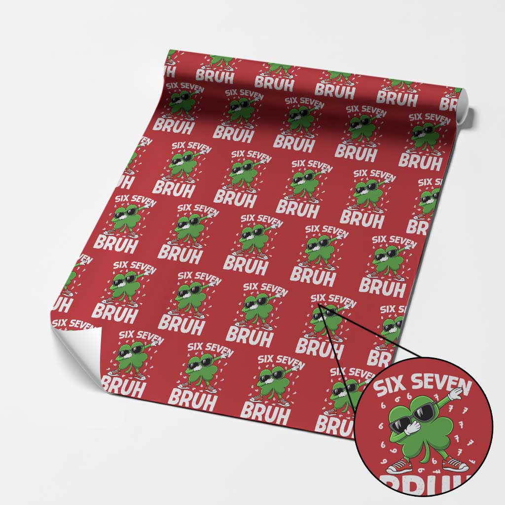 Funny Irish St Patricks Day Shamrock 67 Meme Wrapping Paper Roll Six Seven Bruh Gen Alpha Slang TS10 Red Print Your Wear