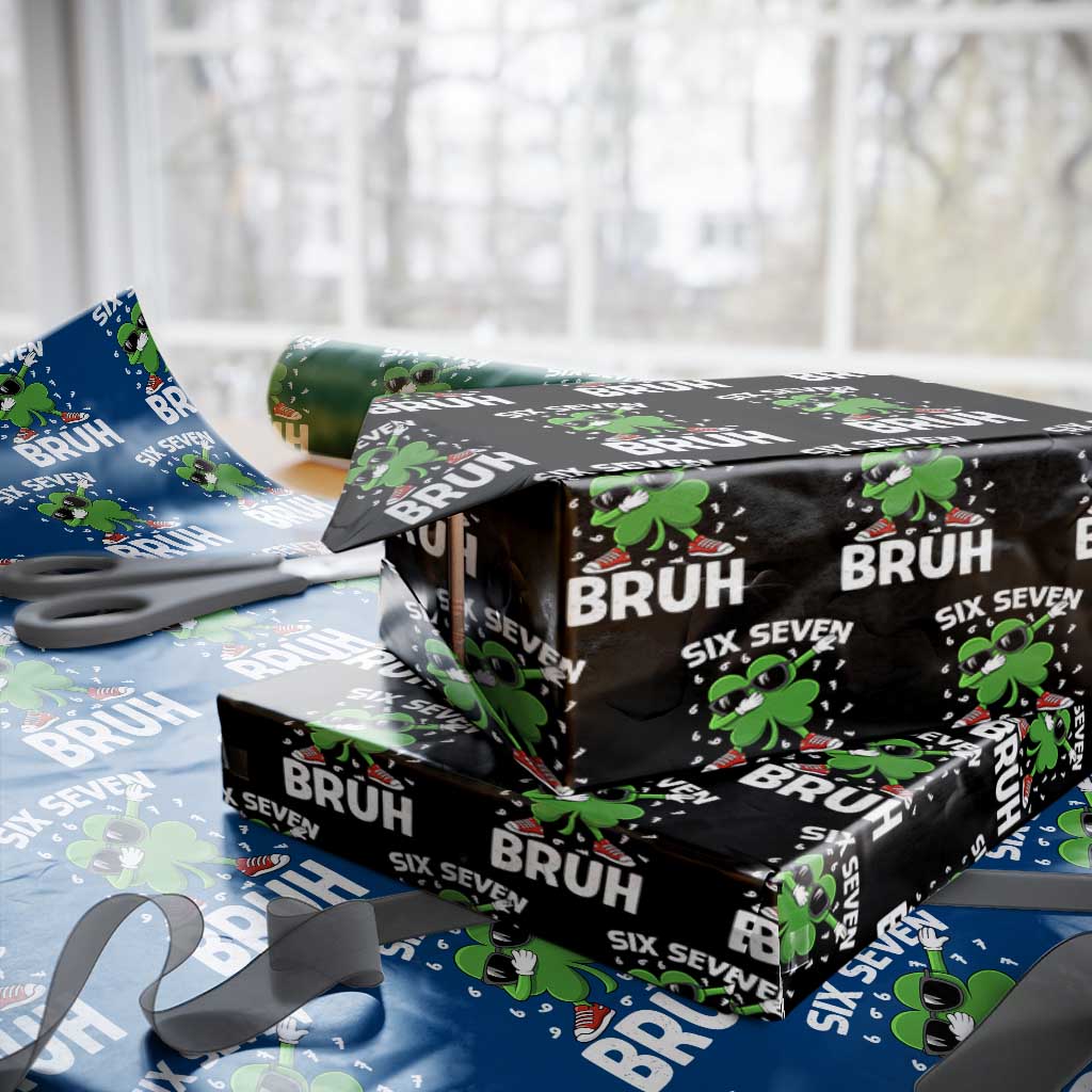 Funny Irish St Patricks Day Shamrock 67 Meme Wrapping Paper Roll Six Seven Bruh Gen Alpha Slang TS10 Black Print Your Wear