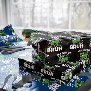 Funny Irish St Patricks Day Shamrock 67 Meme Wrapping Paper Roll Six Seven Bruh Gen Alpha Slang TS10 Black Print Your Wear