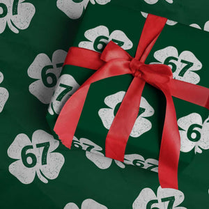 Funny Irish St Patricks Day Shamrock 67 Wrapping Paper Roll Six Seven 6 7 Meme Gen Alpha Slang TS10 Green Print Your Wear