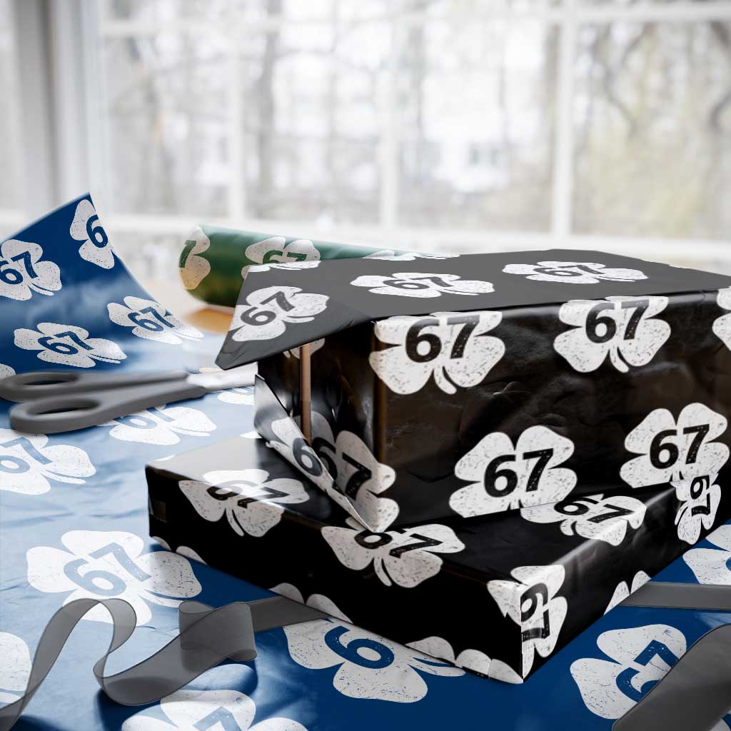 Funny Irish St Patricks Day Shamrock 67 Wrapping Paper Roll Six Seven 6 7 Meme Gen Alpha Slang TS10 Black Print Your Wear