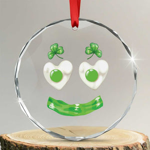 Funny Irish St Patricks Day Shamrock Crystal Glass Ornament Green Eggs Smile Brunch Breakfast TS10 Transparent Glass 3'' Circle Print Your Wear