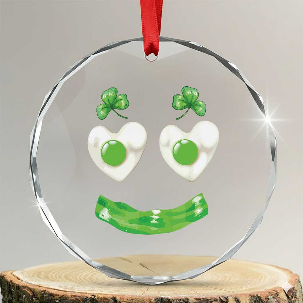 Funny Irish St Patricks Day Shamrock Crystal Glass Ornament Green Eggs Smile Brunch Breakfast TS10 Transparent Glass 3'' Circle Print Your Wear