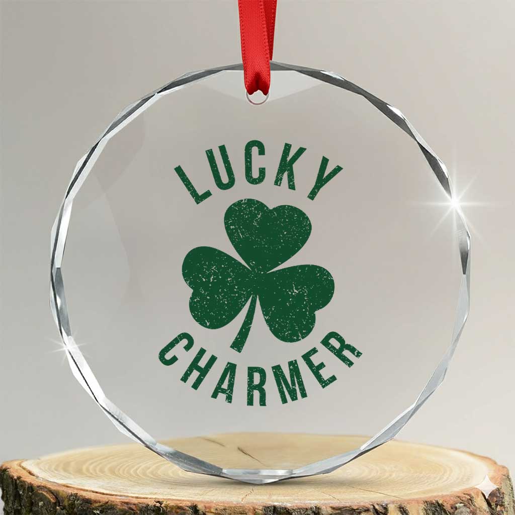 Funny Irish St Patricks Day Shamrock Crystal Glass Ornament Lucky Charmer TS10 Transparent Glass 3'' Circle Print Your Wear