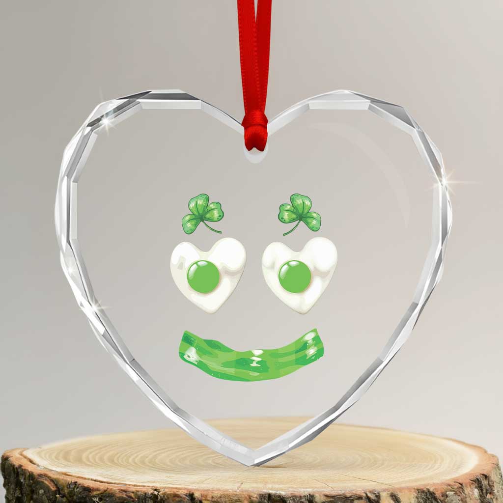 Funny Irish St Patricks Day Shamrock Heart Crystal Glass Ornament Green Eggs Smile Brunch Breakfast TS10 Transparent Glass 3'' Heart Print Your Wear