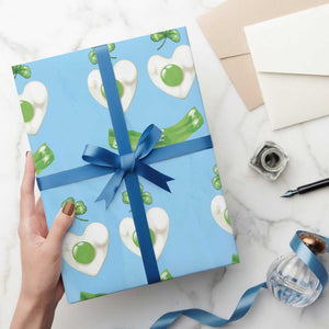 Funny Irish St Patricks Day Shamrock Wrapping Paper Roll Green Eggs Smile Brunch Breakfast TS10 Light Blue Print Your Wear