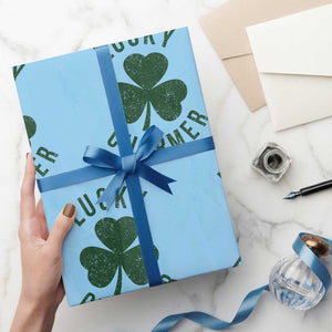Funny Irish St Patricks Day Shamrock Wrapping Paper Roll Lucky Charmer TS10 Light Blue Print Your Wear