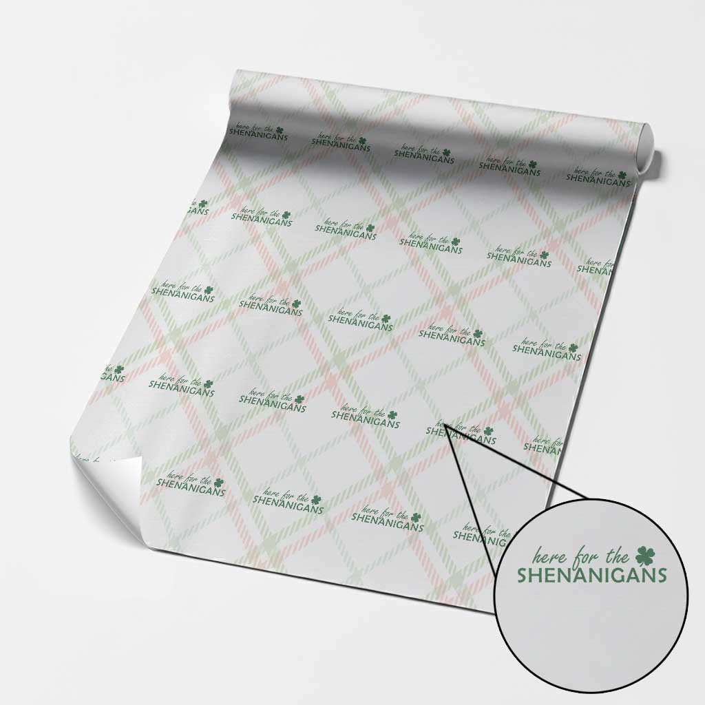 Funny Irish St Patricks Day Wrapping Paper Roll Here For The Shenanigan Shamrock TS10 Christmas Plaid Print Your Wear
