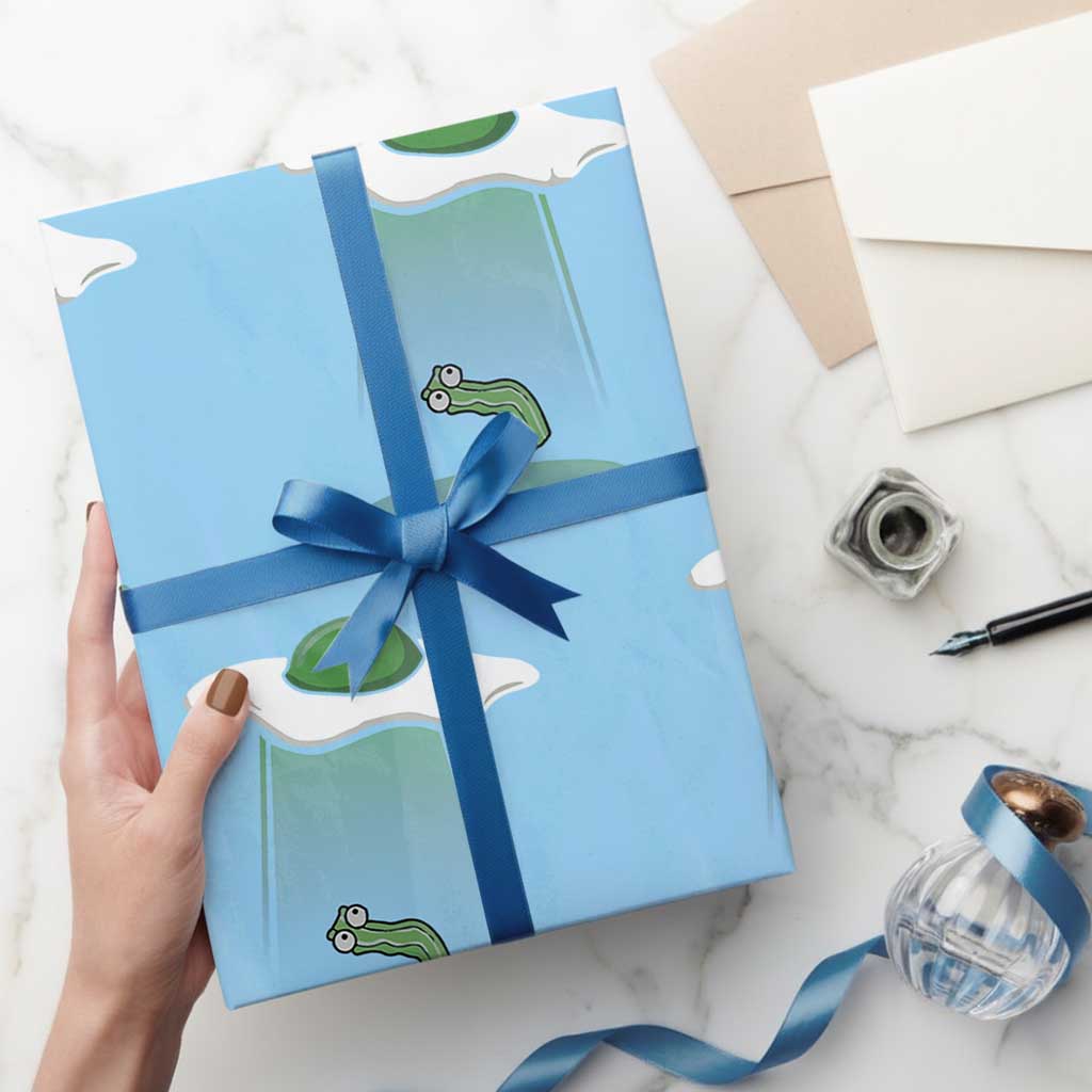 Funny Irish St Patricks Day Wrapping Paper Roll UFO Egg Bacon Abduction Funny TS10 Light Blue Print Your Wear