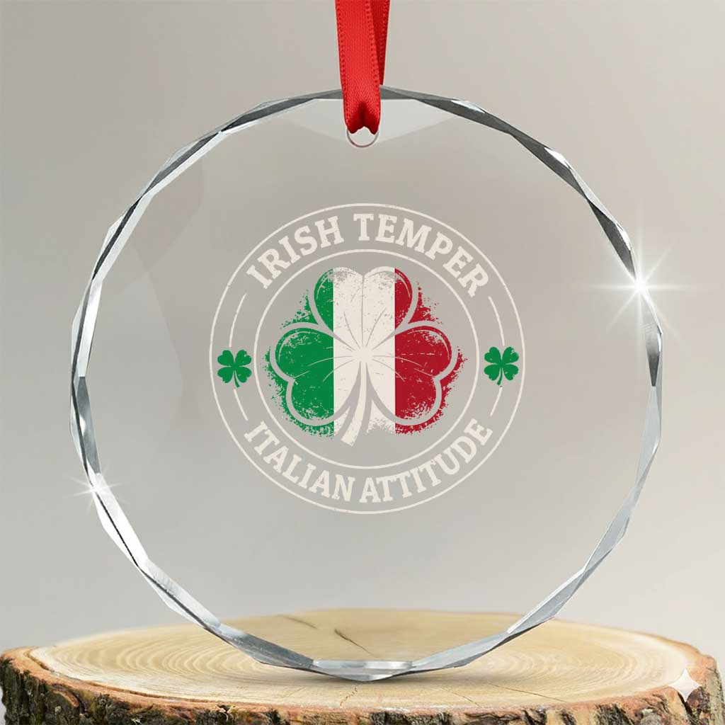 Funny Irish Temper Italian Attitude Crystal Glass Ornament Irish Italian Pride Vintage Shamrock TS11 Transparent Glass 3'' Circle Print Your Wear