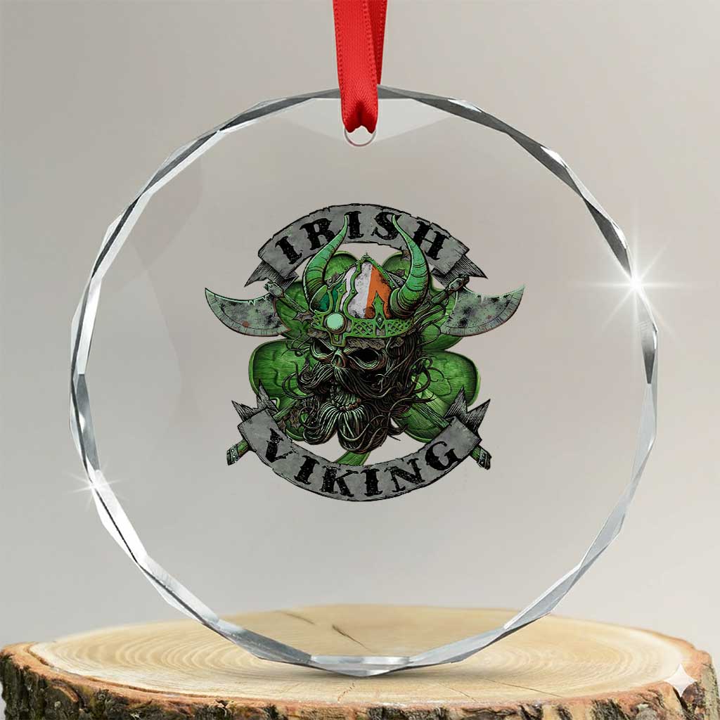 Funny Irish Viking Crystal Glass Ornament Vintage Shamrock Celtic Viking Skull TS11 Transparent Glass 3'' Circle Print Your Wear