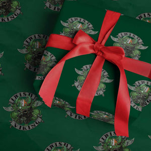Funny Irish Viking Wrapping Paper Roll Vintage Shamrock Celtic Viking Skull TS11 Green Print Your Wear