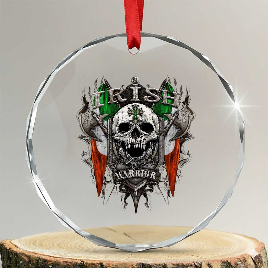 Funny Irish Warrior Crystal Glass Ornament Vintage Skull Celtic Cross Ireland Flag TS11 Transparent Glass 3'' Circle Print Your Wear