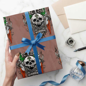 Funny Irish Warrior Wrapping Paper Roll Vintage Skull Celtic Cross Ireland Flag TS11 Mocha Print Your Wear