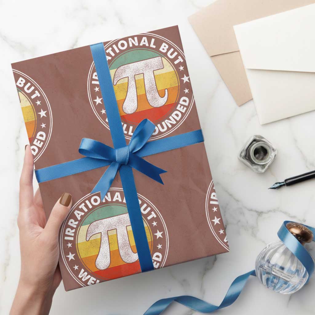 Funny Irrational But Well Rounded Pi Day Wrapping Paper Roll TS11 Mocha Print Your Wear