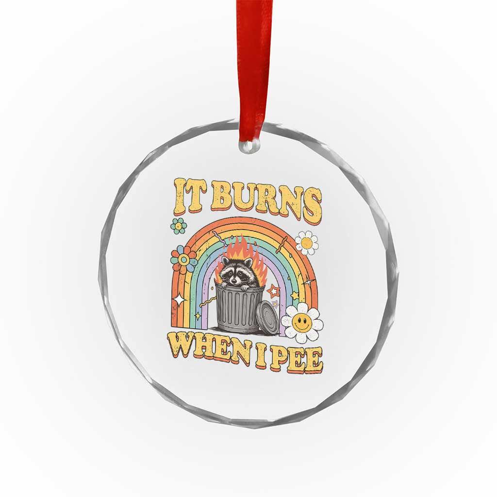 Funny It Burns When I Pee Crystal Glass Ornament Sarcastic Burning Racoon Meme TS11 Print Your Wear
