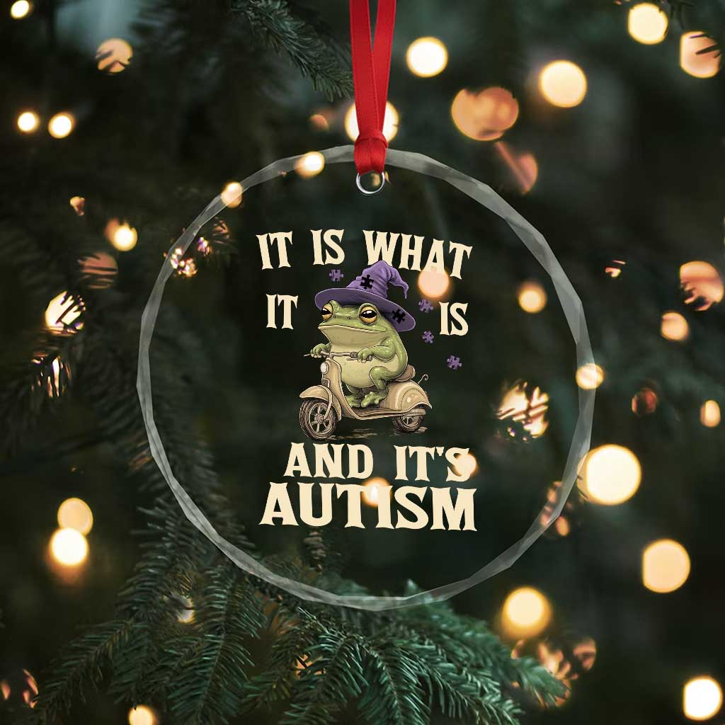 Funny It Is What It Is And It's Autism Crystal Glass Ornament Meme Autism Awareness Frog TS11 Print Your Wear