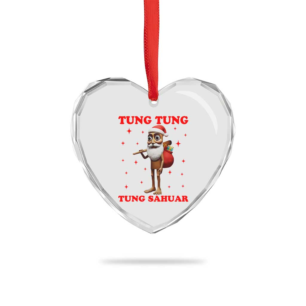 Funny Italian Brainrot Christmas Heart Crystal Glass Ornament Tung Tung Tung Sahur Meme TS14 Print Your Wear