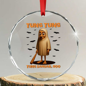 Funny Italian Brainrot Halloween Crystal Glass Ornament Tung Tung Tung Sahur Meme TS14 Transparent Glass 3'' Circle Print Your Wear