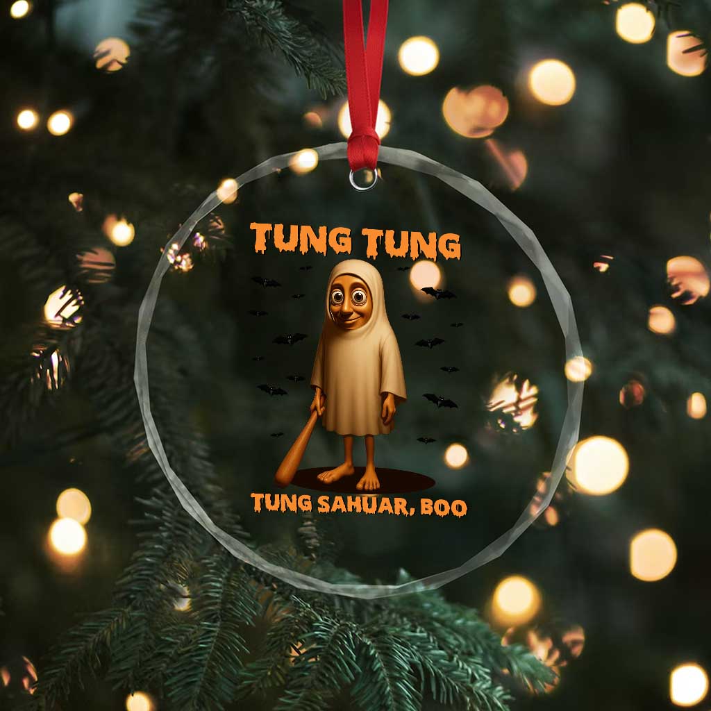 Funny Italian Brainrot Halloween Crystal Glass Ornament Tung Tung Tung Sahur Meme TS14 Print Your Wear