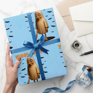 Funny Italian Brainrot Halloween Wrapping Paper Roll Tung Tung Tung Sahur Meme TS14 Light Blue Print Your Wear