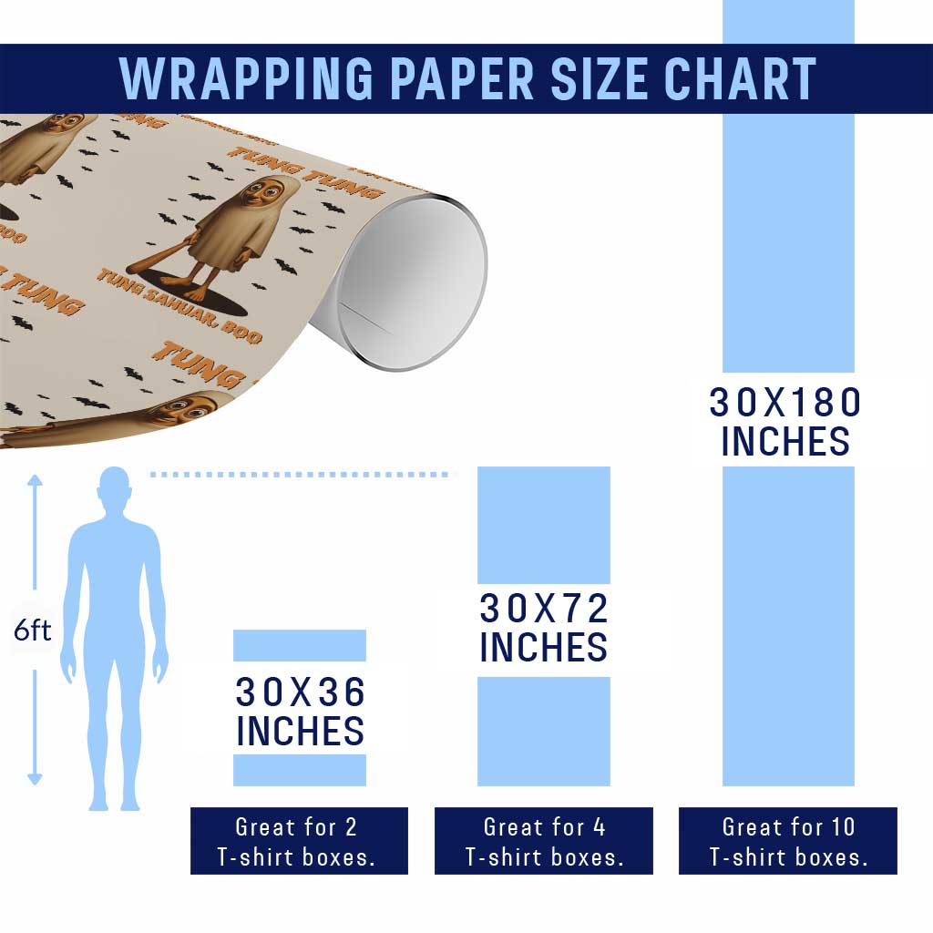 Funny Italian Brainrot Halloween Wrapping Paper Roll Tung Tung Tung Sahur Meme TS14 Print Your Wear