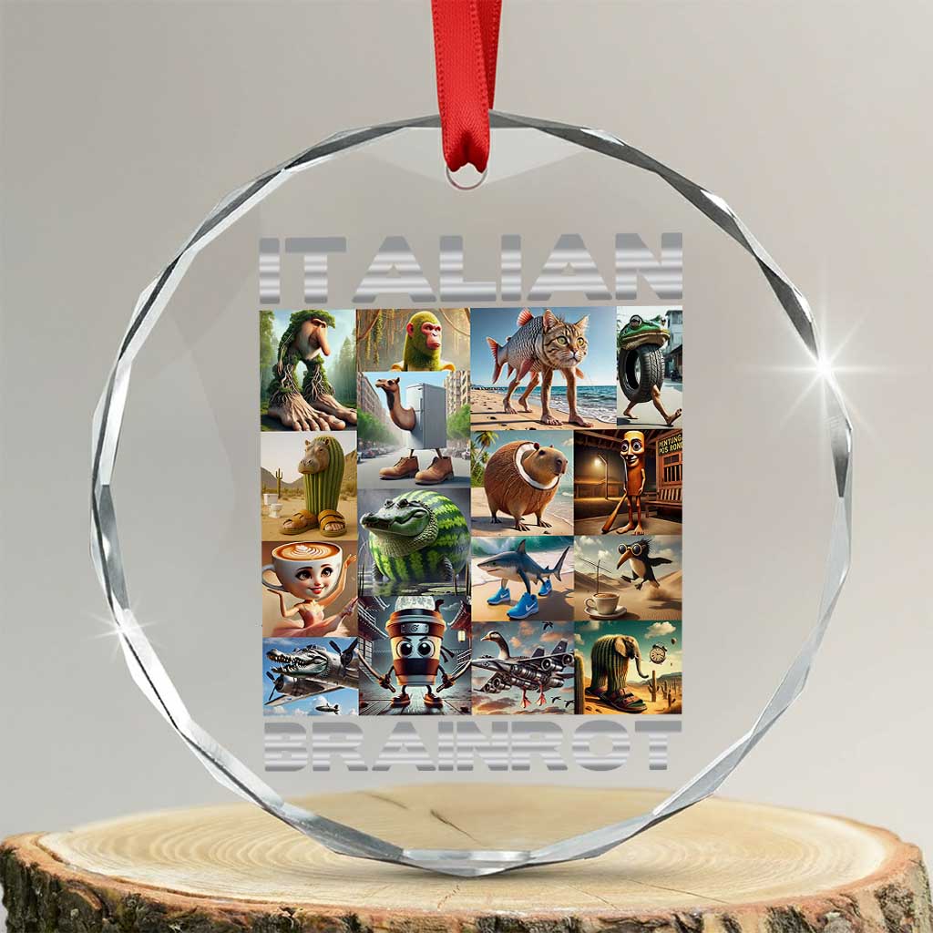 Funny Italian Brainrot Meme Art Crystal Glass Ornament Surreal Humor Pop Culture Collage - Print Your Wear