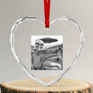 Funny Italian Brainrot Meme Heart Crystal Glass Ornament Funny Tung Tung Tung Sahur Tralalero Tralala Selfie TS10 Transparent Glass 3'' Heart Print Your Wear