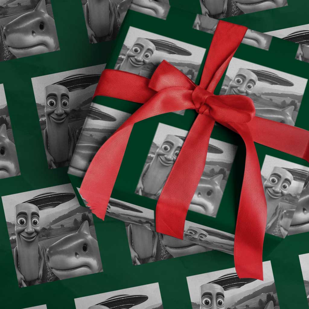 Funny Italian Brainrot Meme Wrapping Paper Roll Funny Tung Tung Tung Sahur Tralalero Tralala Selfie TS10 Green Print Your Wear