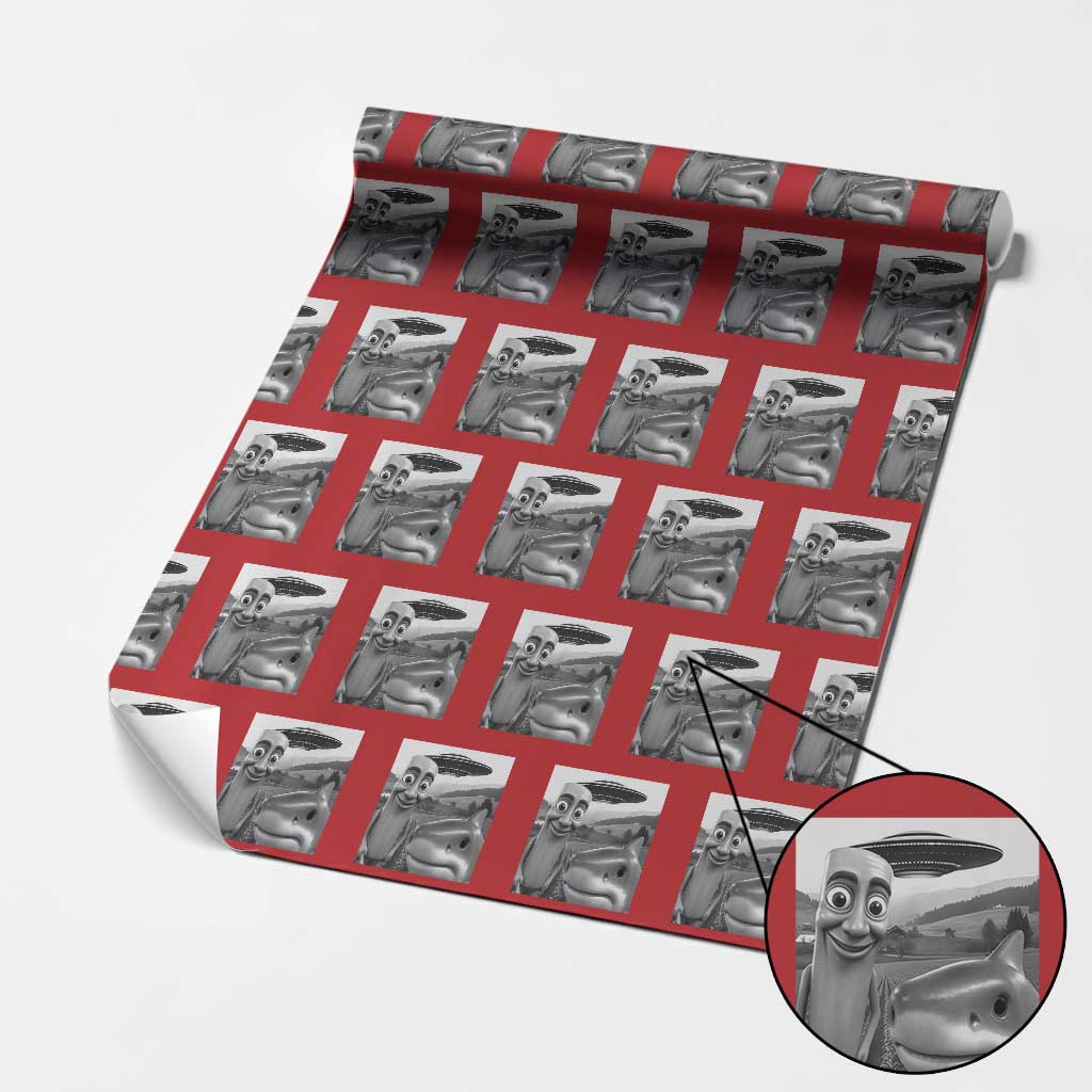 Funny Italian Brainrot Meme Wrapping Paper Roll Funny Tung Tung Tung Sahur Tralalero Tralala Selfie TS10 Red Print Your Wear