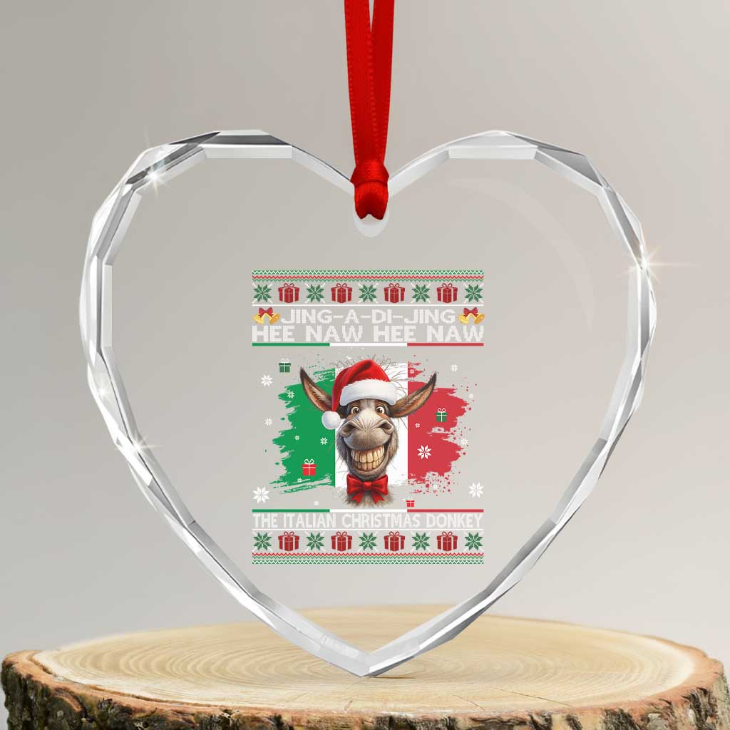 Funny Italian Christmas Donkey Heart Crystal Glass Ornament Funny Domick The Donkey Holiday Italy Flag TS11 Transparent Glass 3'' Heart Print Your Wear